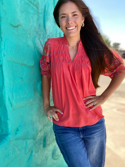 Shae Coral Blouse