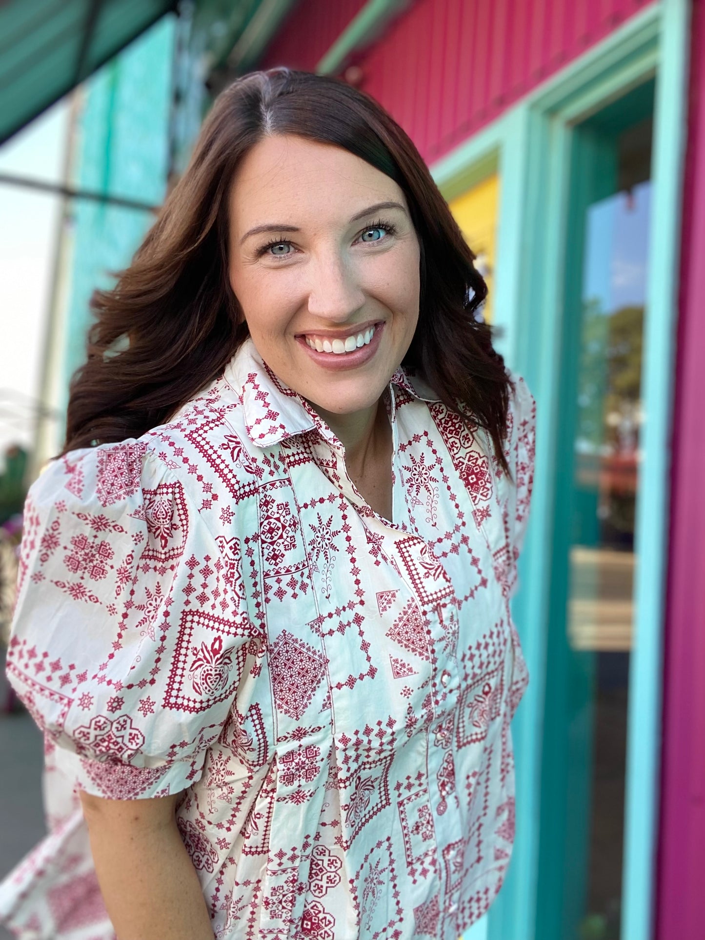 Bandana Peplum Top- Red