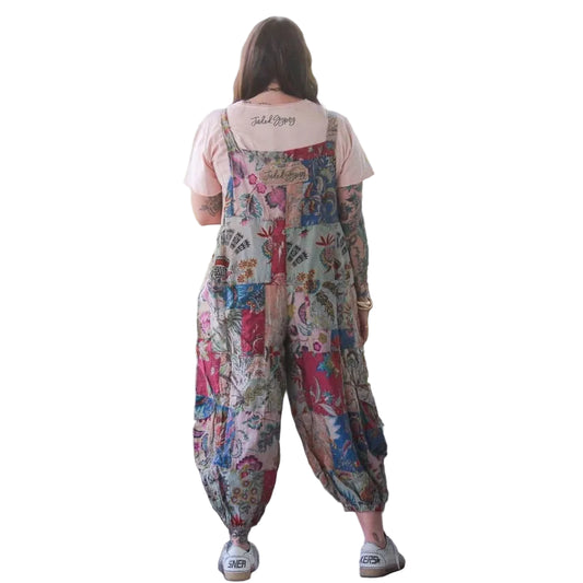 Dreamy Patchwork Barrel Overalls