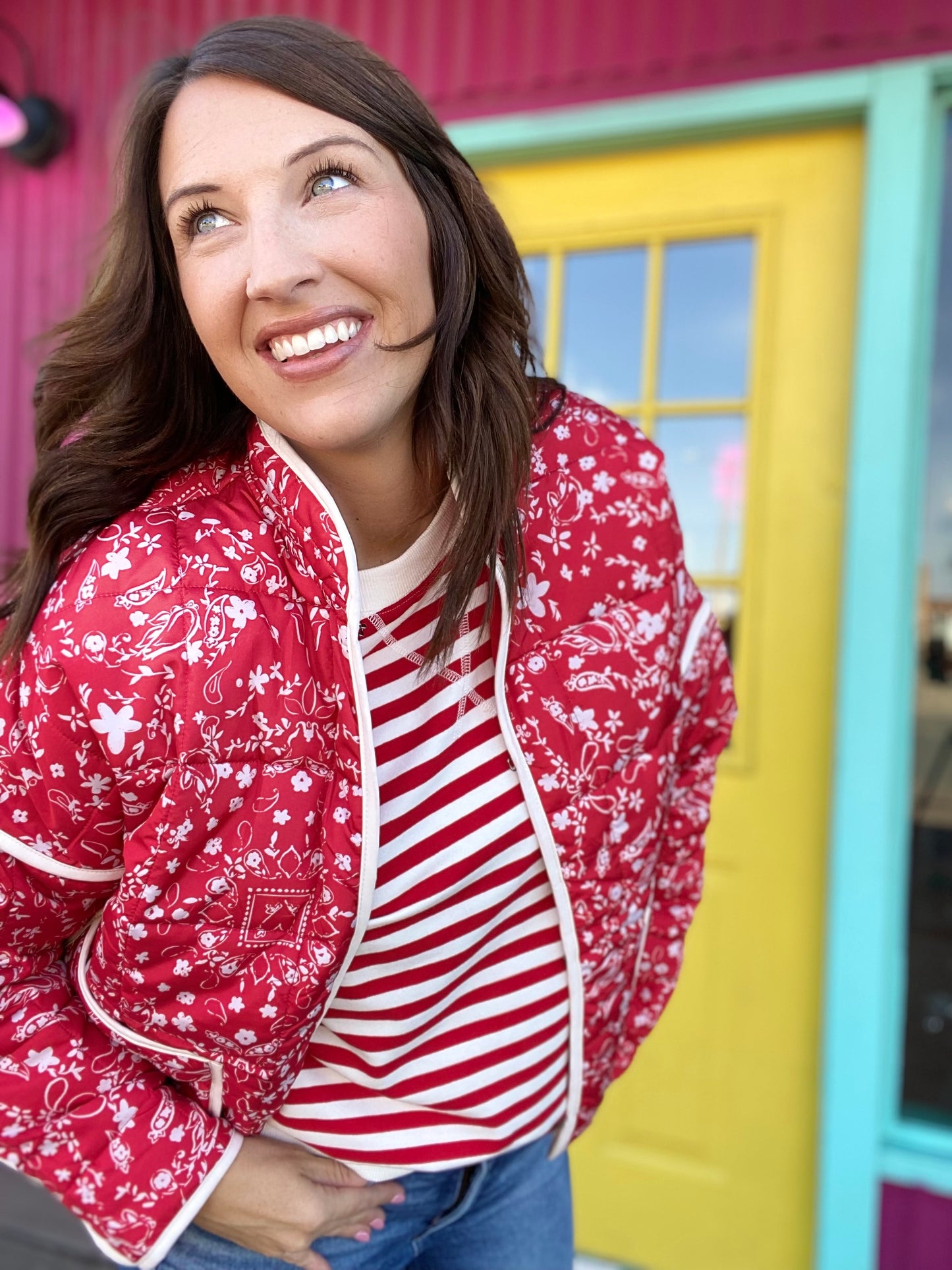 Vaile Quilted Jacket- Red