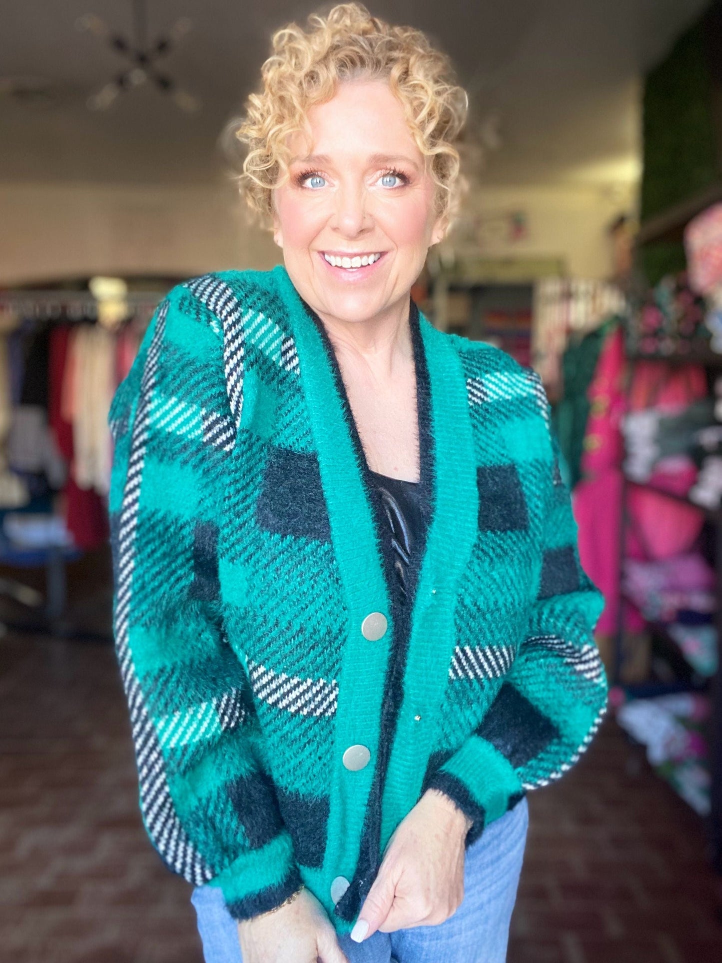 Tops Bella Plaid Cardi