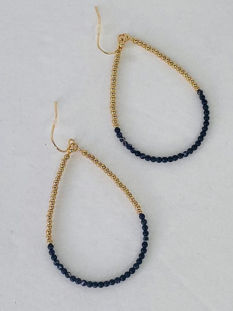 Earrings Black Beaded Teardrop Earring