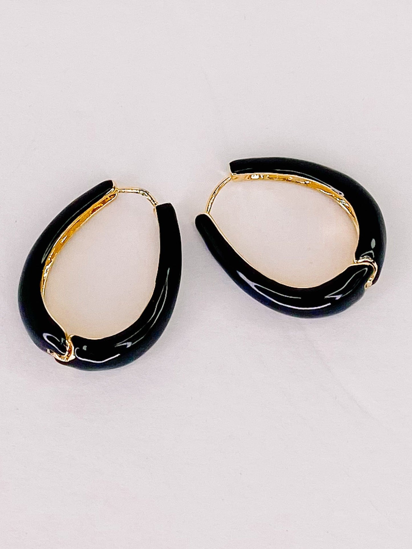 Earrings Black Enamel Hoop