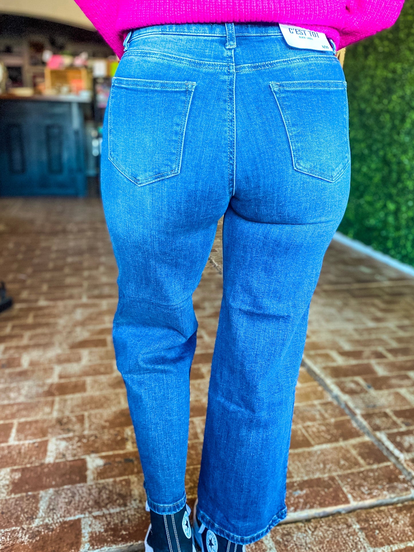 Bottoms C'est Toi Wide Leg Straight Jean- Dark