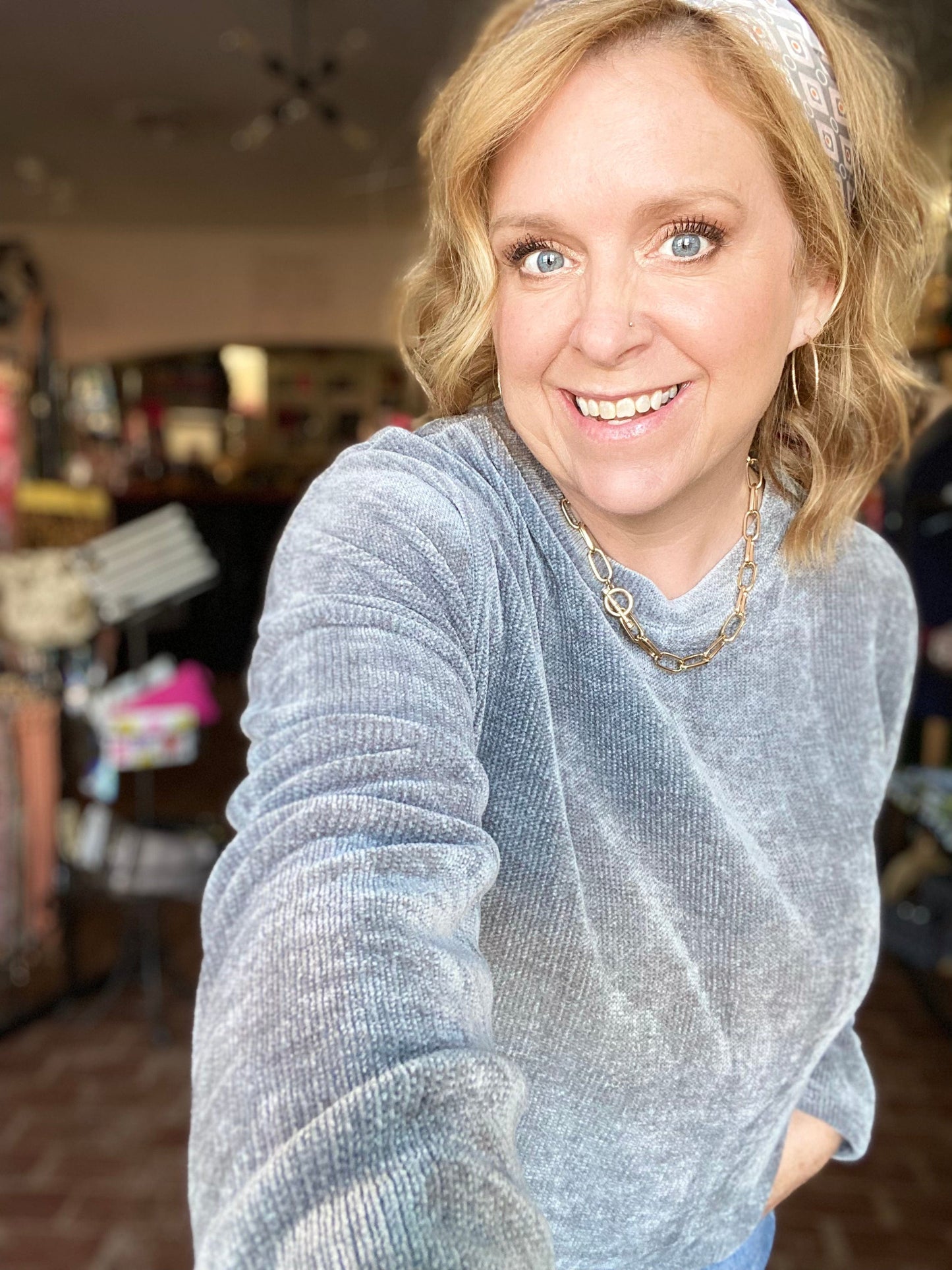 Shirts & Tops Cheri Cozy Chenille Sweatshirt-Gray