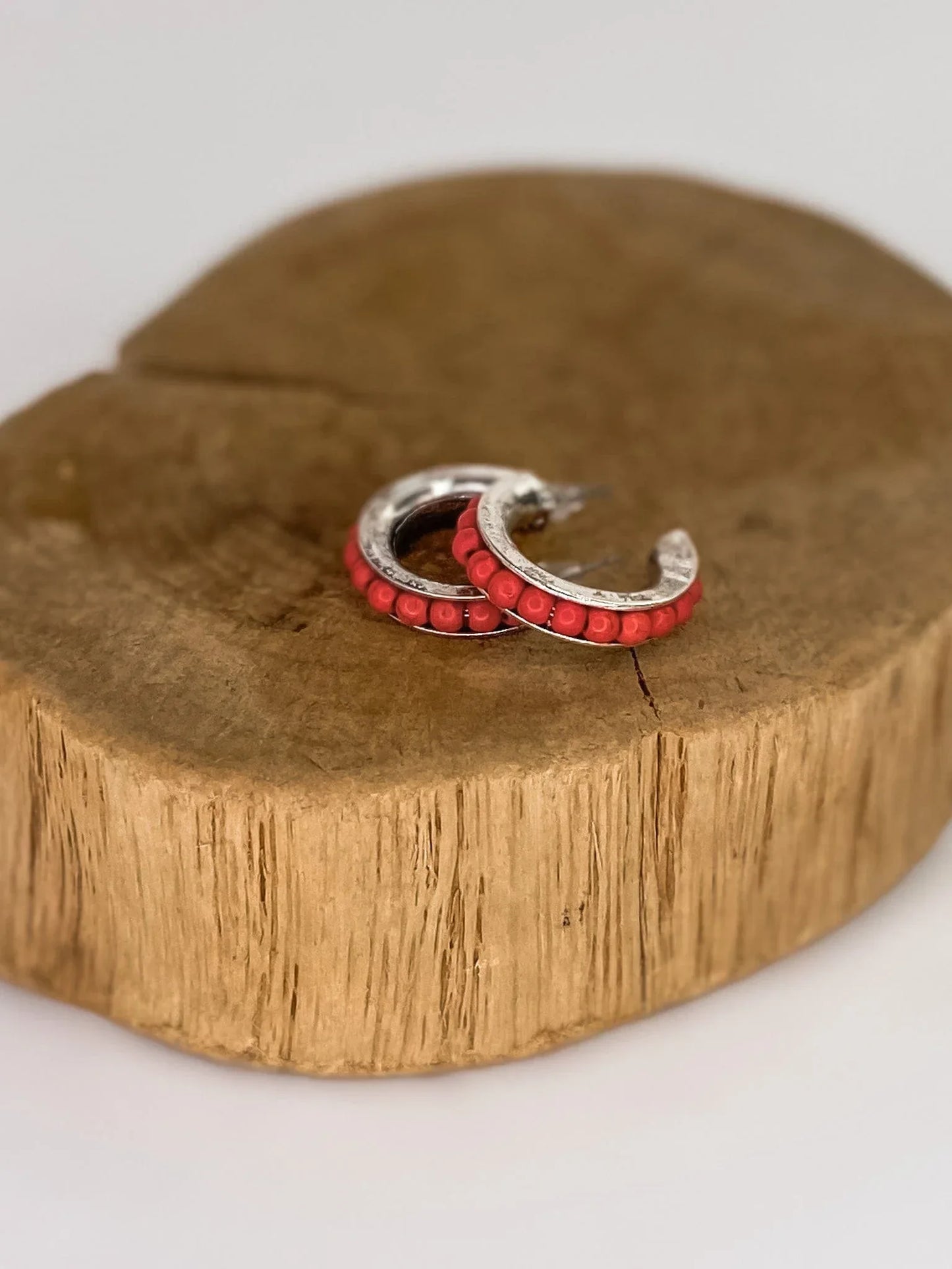 Earrings Coral Red Chubby Hoop Earring