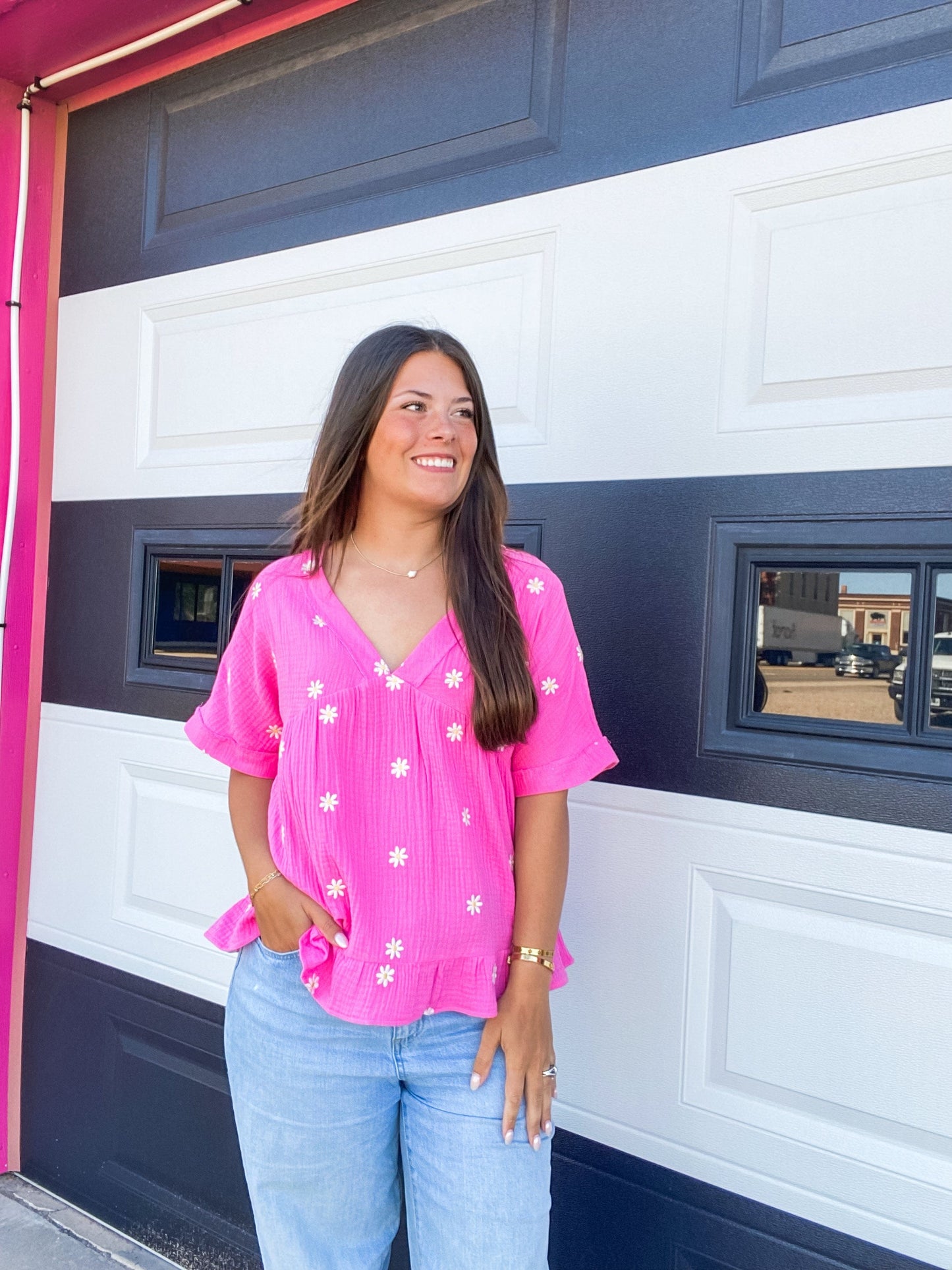 Tops Daisy Gauze Peplum Top