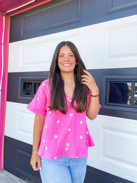 Tops Daisy Gauze Peplum Top