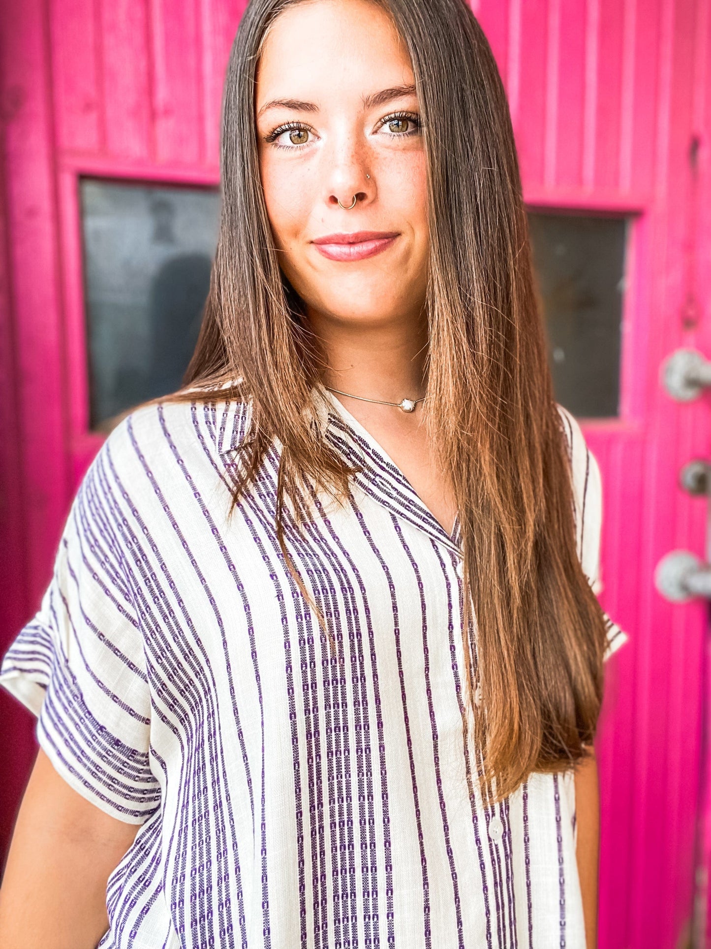 Tops Deep Indigo Stripe Camp Shirt