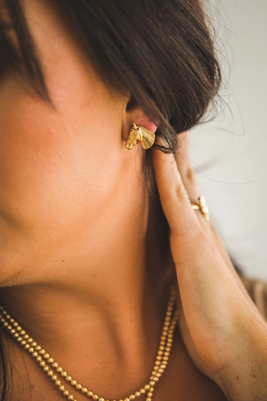 Horse Stud Earring- Gold