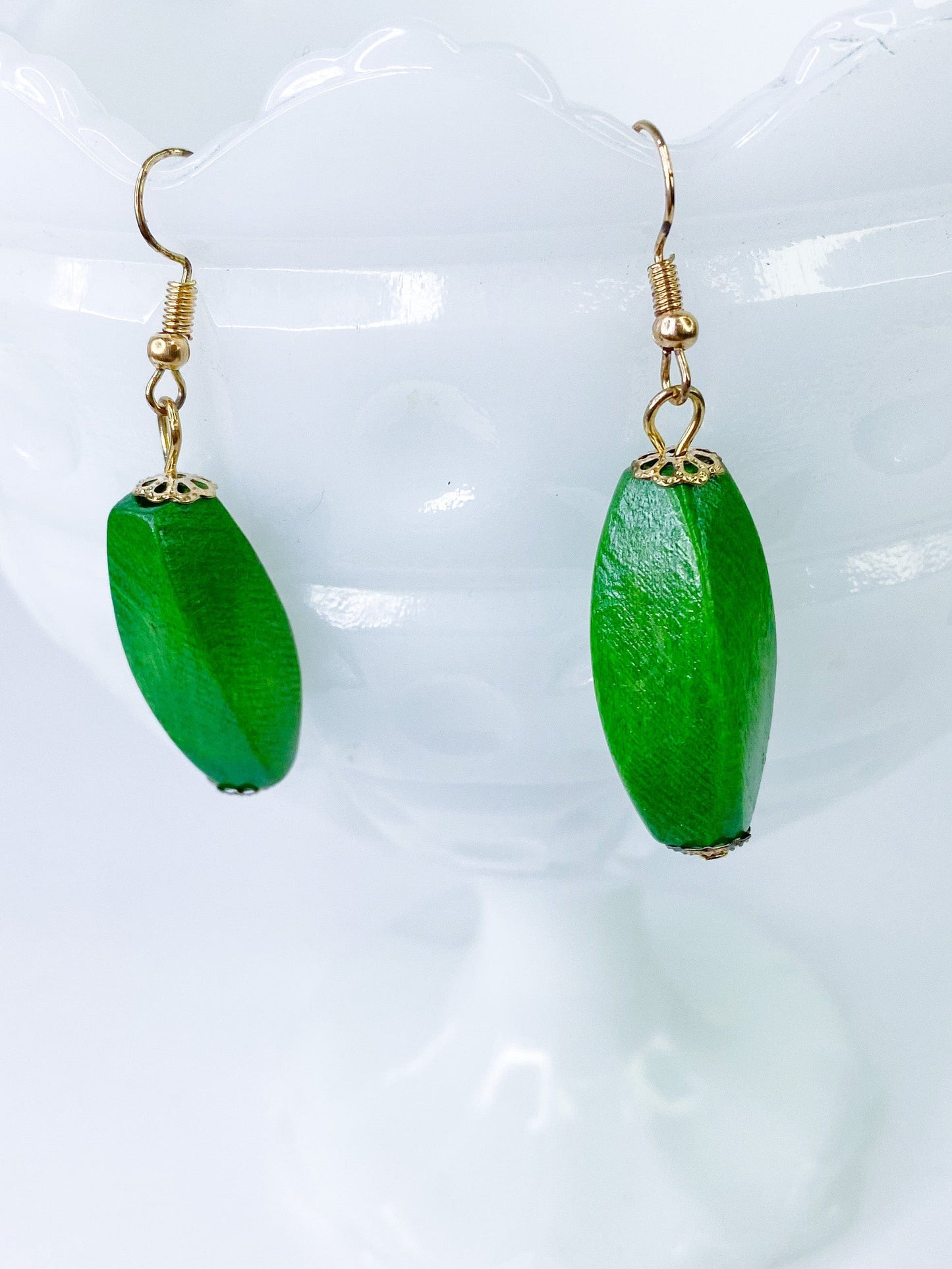 Earrings Groovy Babe Wood Earring Green