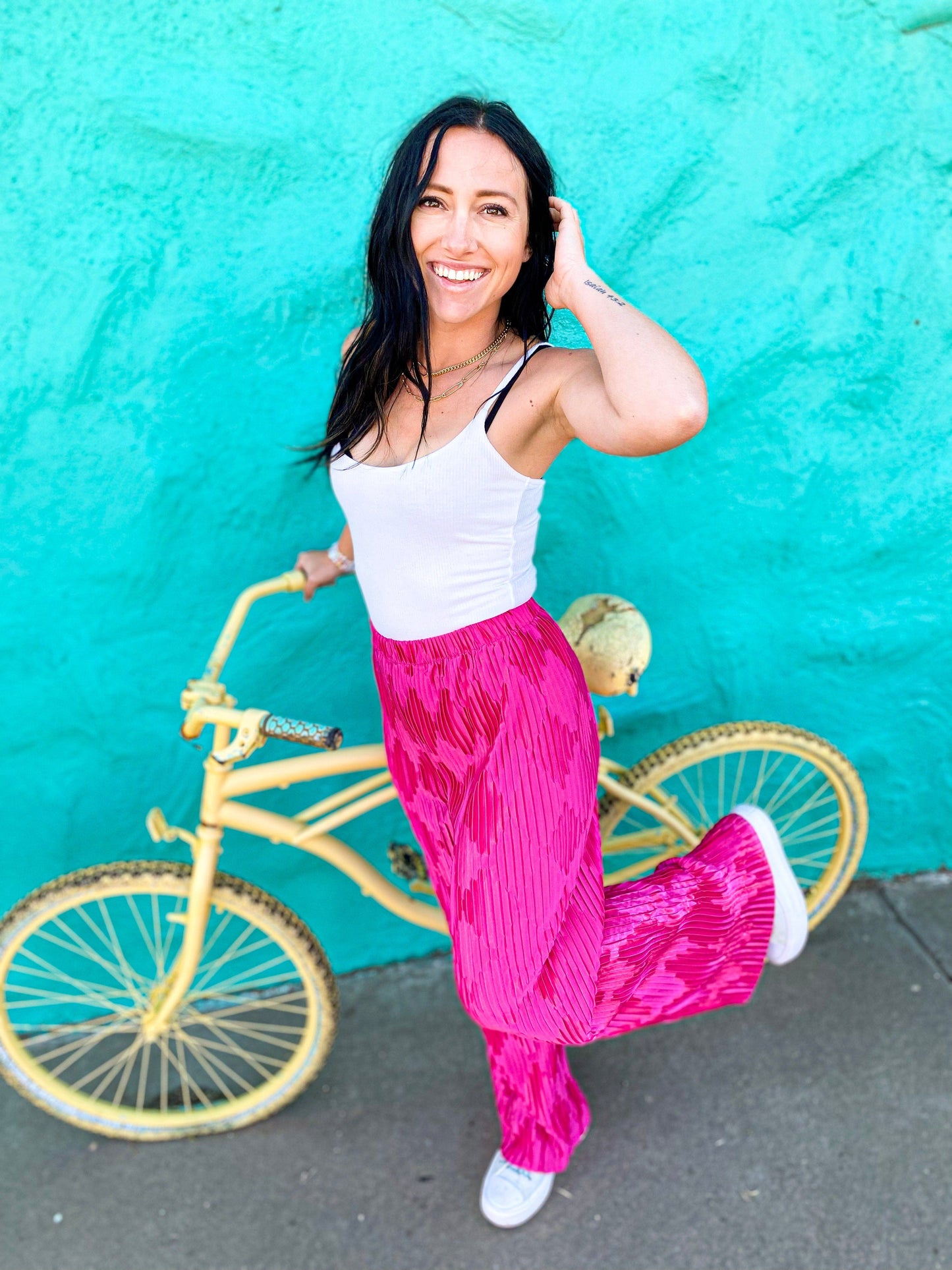 Bottoms Harlequin Satin Pant Magenta