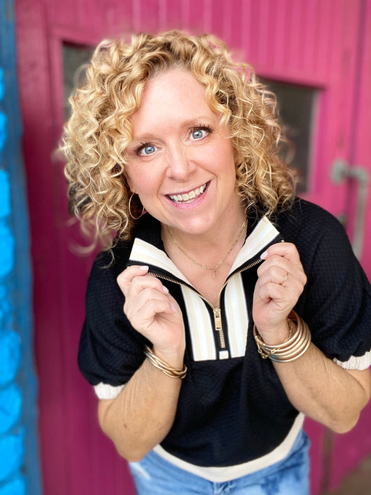 Tops Laci Half Zip Color Block Top