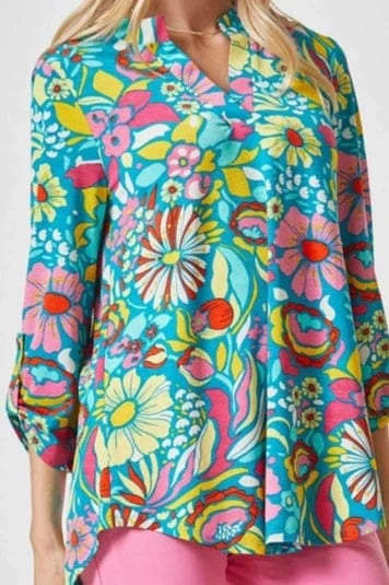 Tops Lizzy Curvy Emerald Green Medallion Top