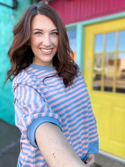 Tops Nadia Striped Pullover-Blue