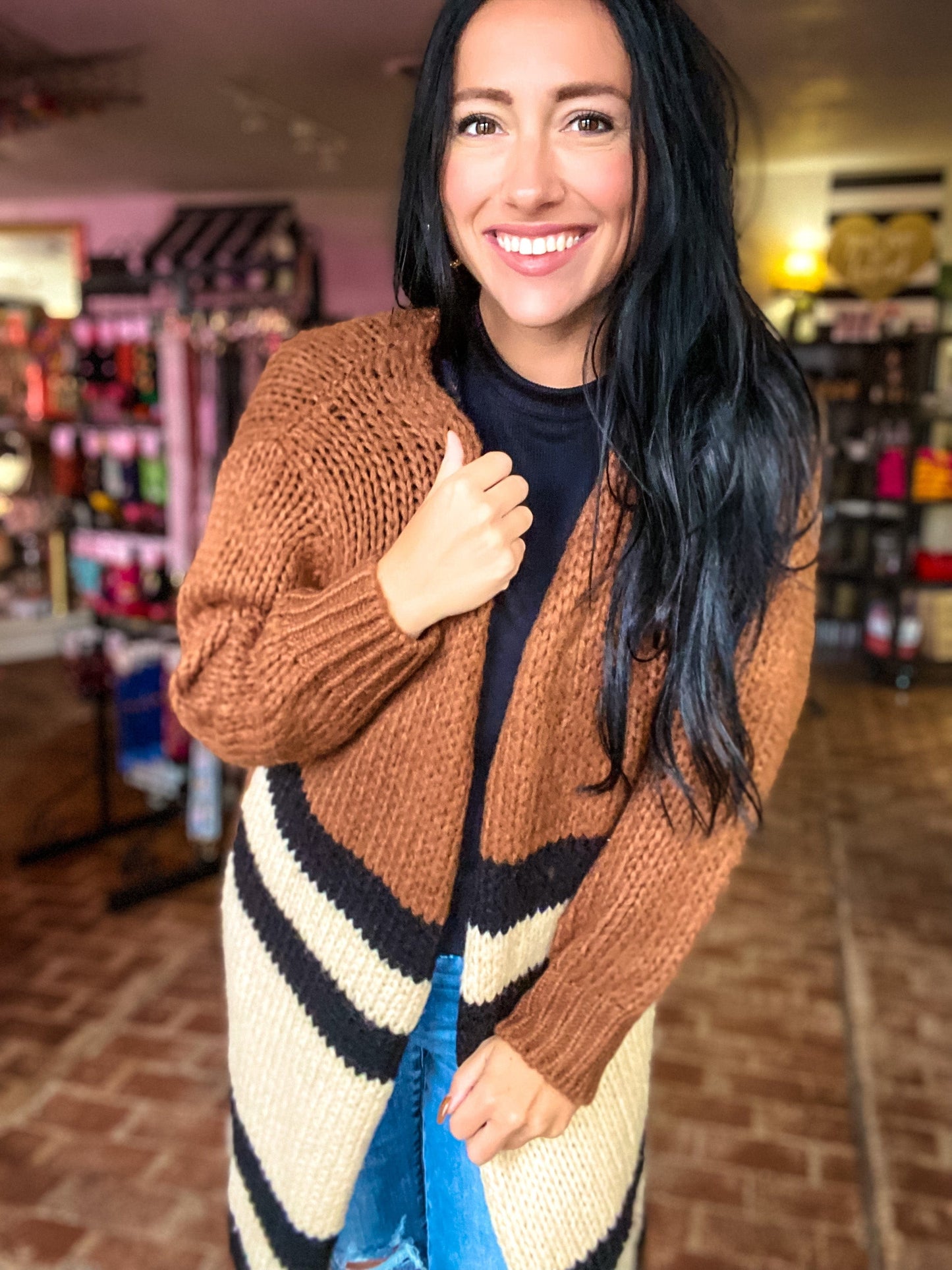 Outerwear Oversized Amber Stripe Sweater Cardigan