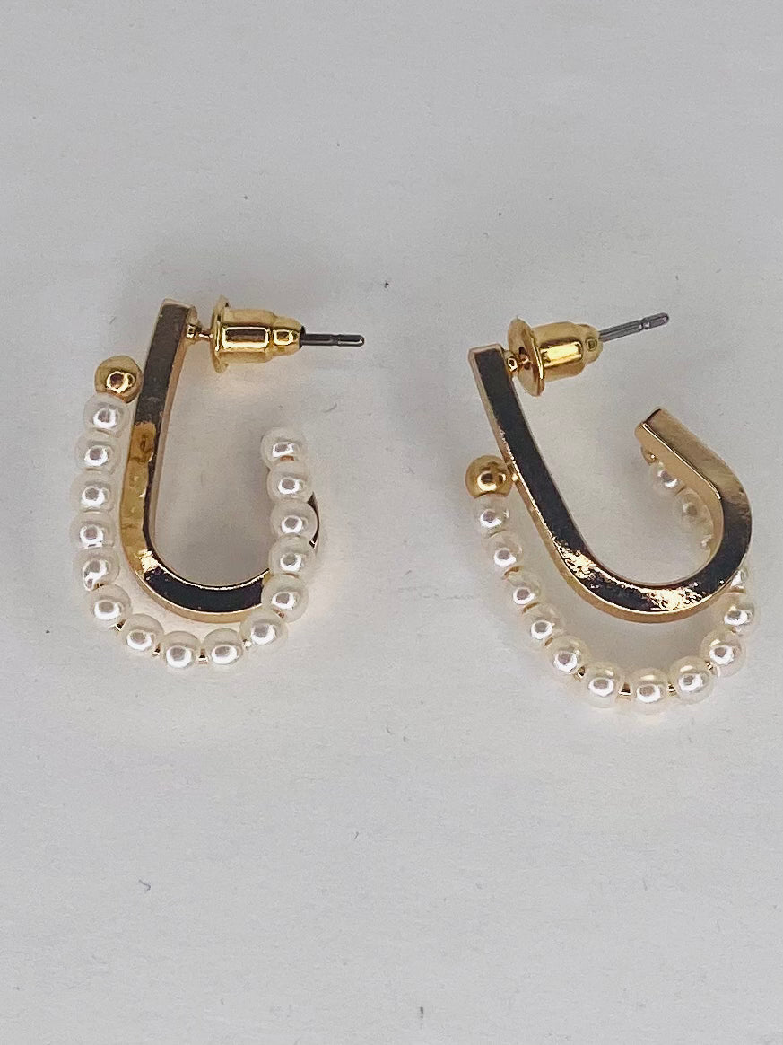 Earrings Pearl Double Hoop Earring