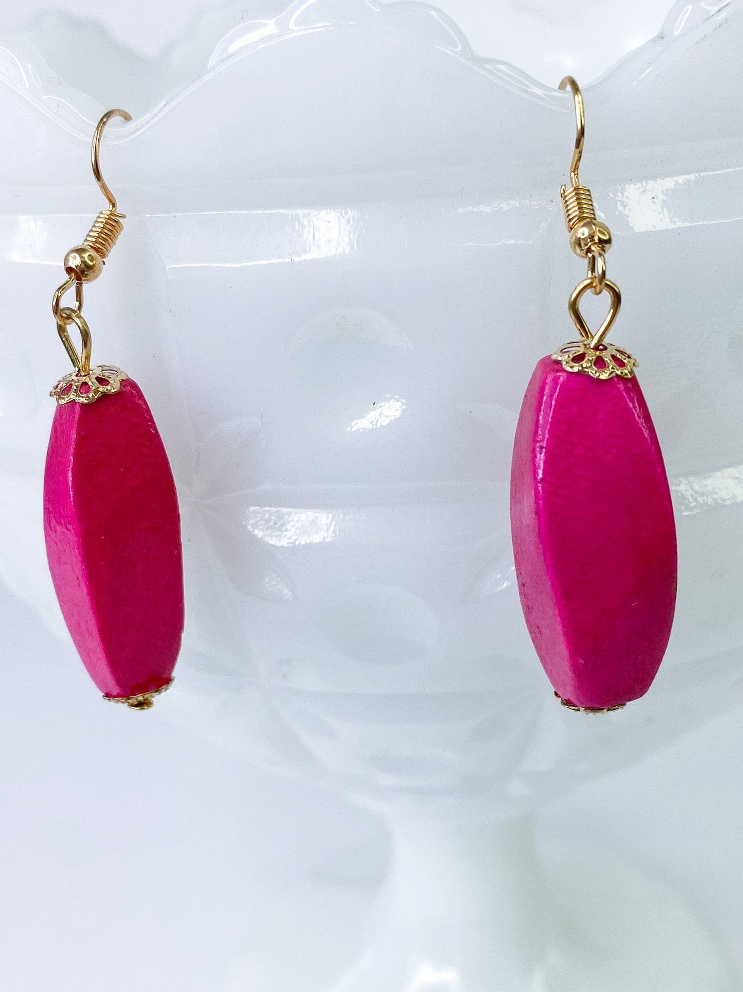 Earrings Groovy Babe Wood Earring Pink