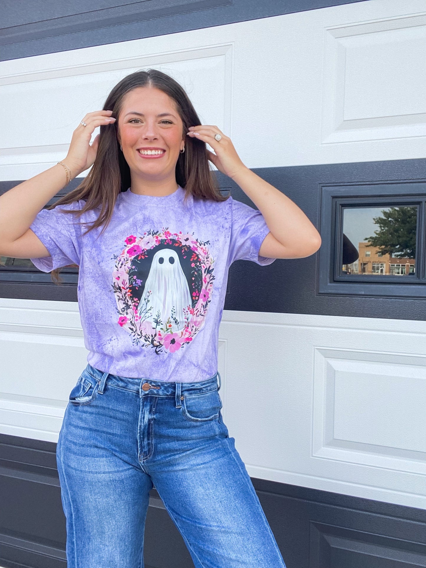 Graphic Tees Purple Floral Ghost Tee