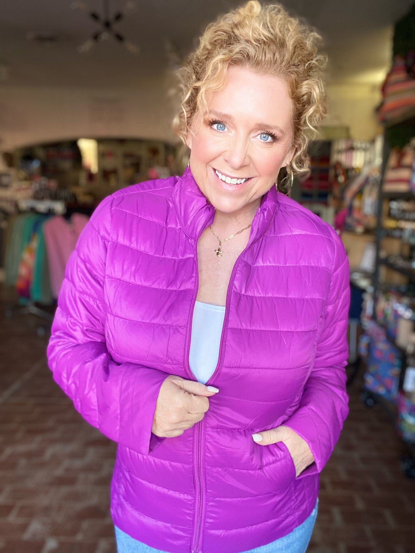 Outerwear Purple Packable Puffer