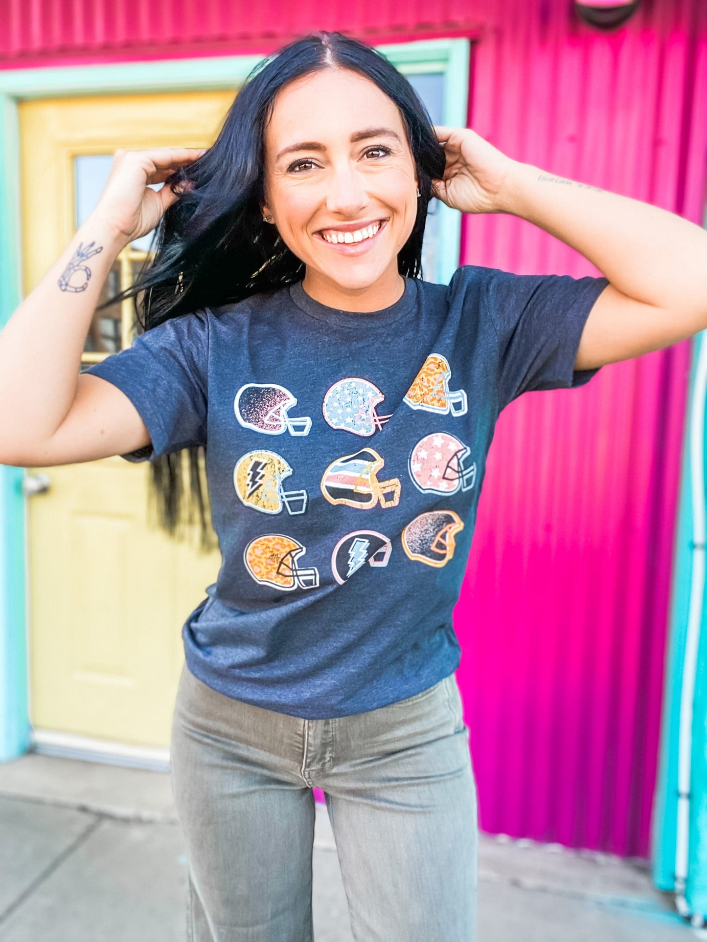 Graphic Tees Retro Football Helmet Tee