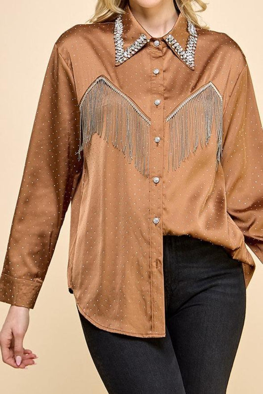 Tops Rheba Sequin Fringe Top