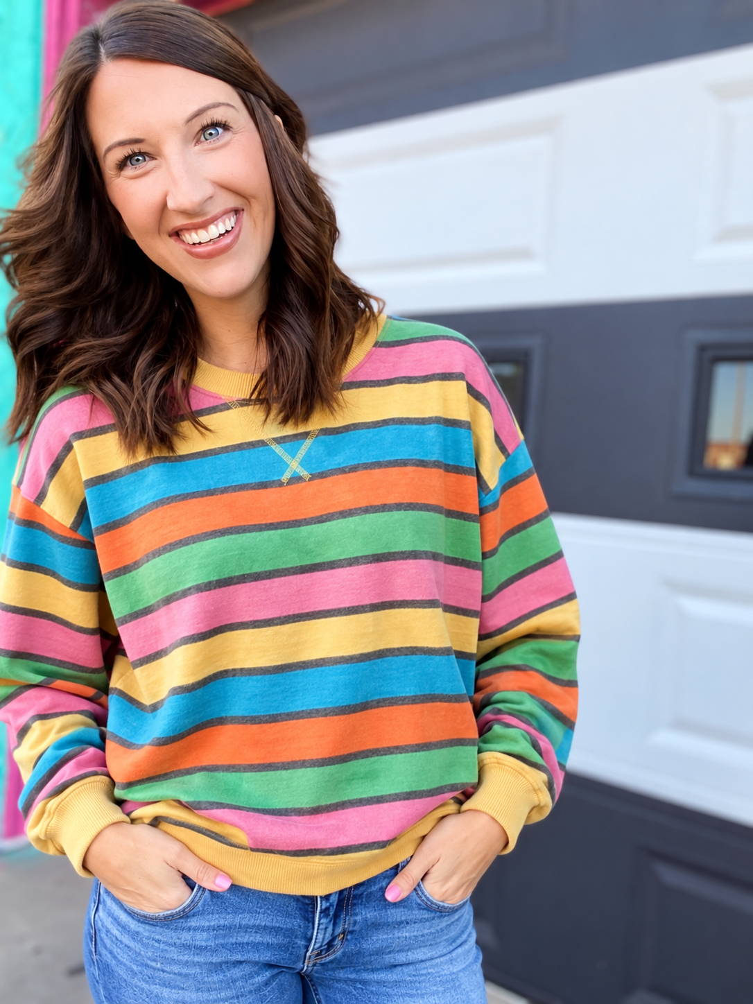Honey Mineral Wash Stripe Pullover