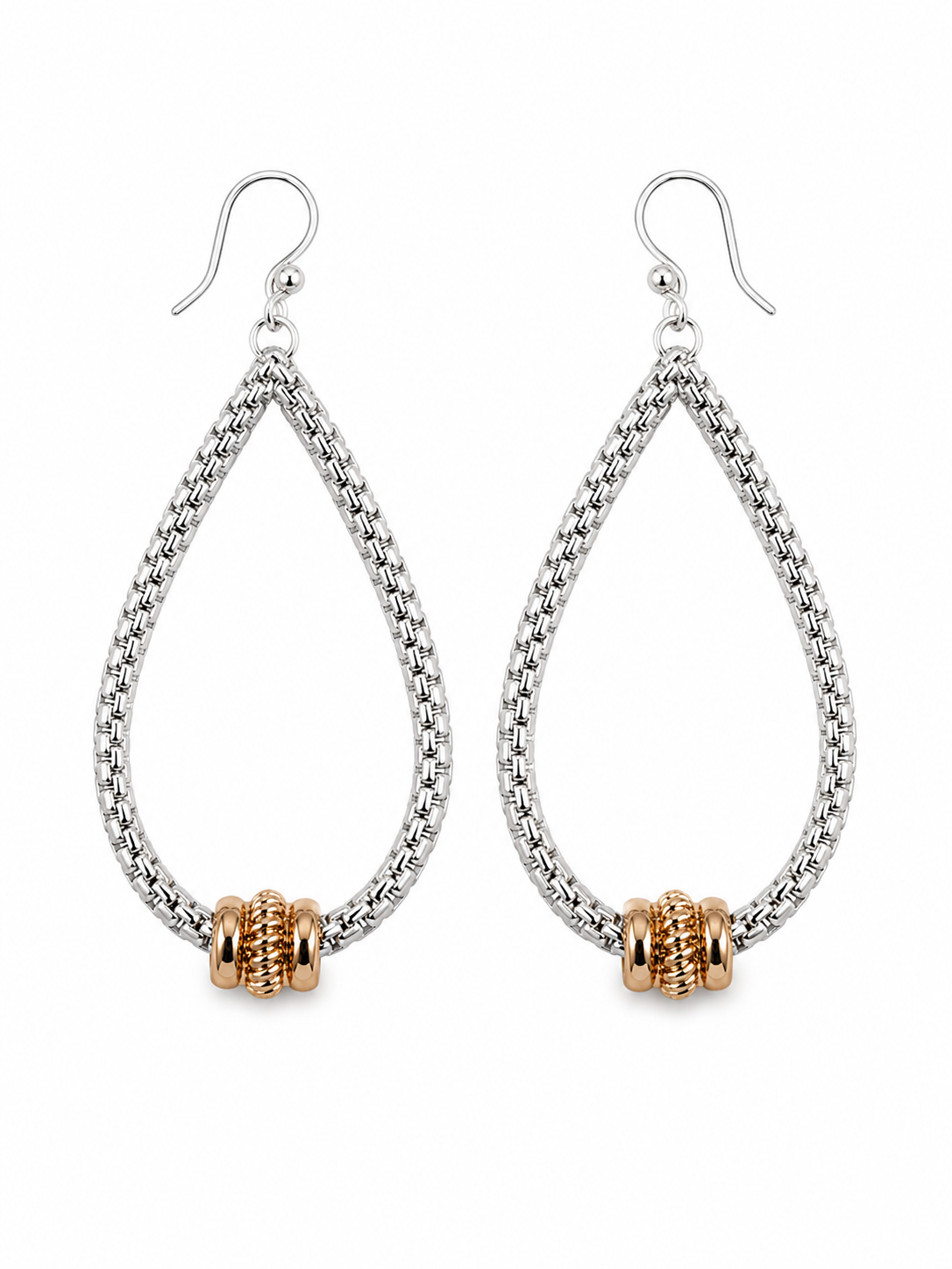Two Tone Earrings- Silver