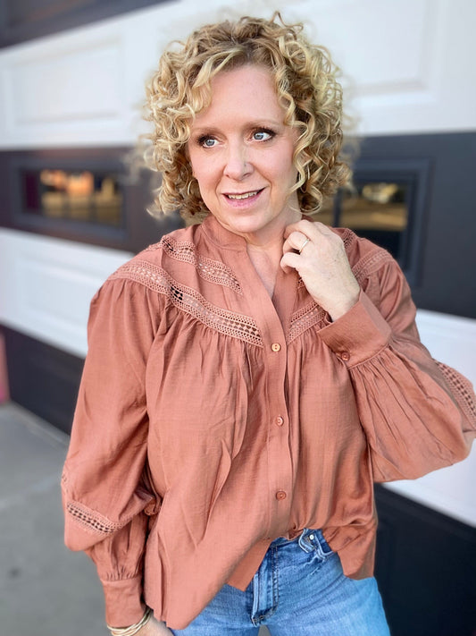 apparel Rust Peasant Blouse