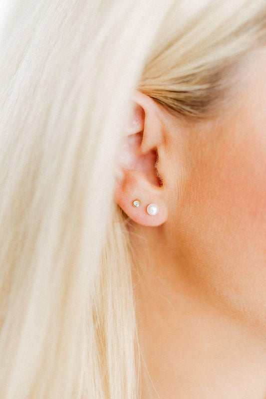 Screwback Stud Earrings - Payton Pearl White 5mm
