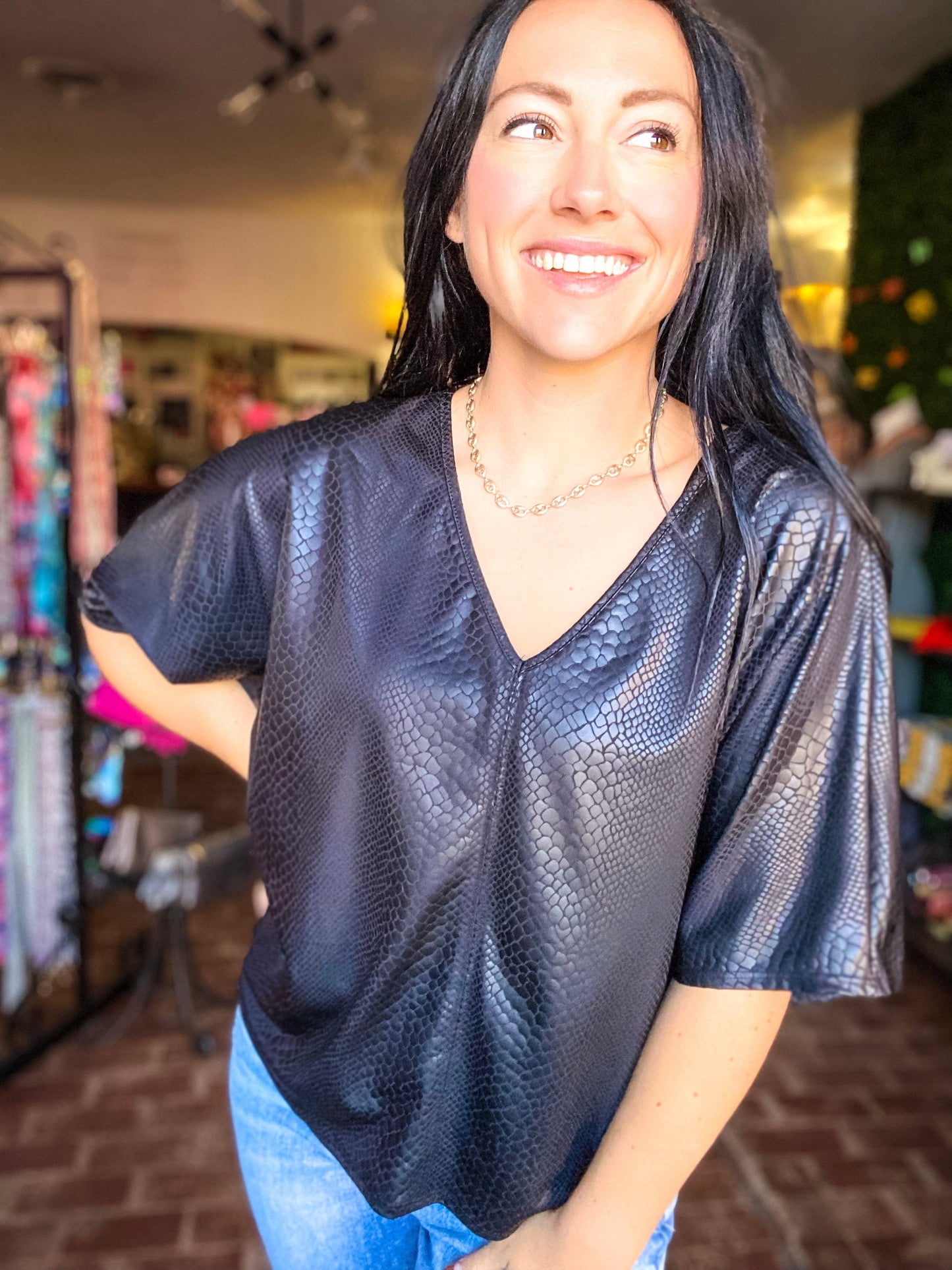Shirts & Tops Selene Snake Print Vneck Top