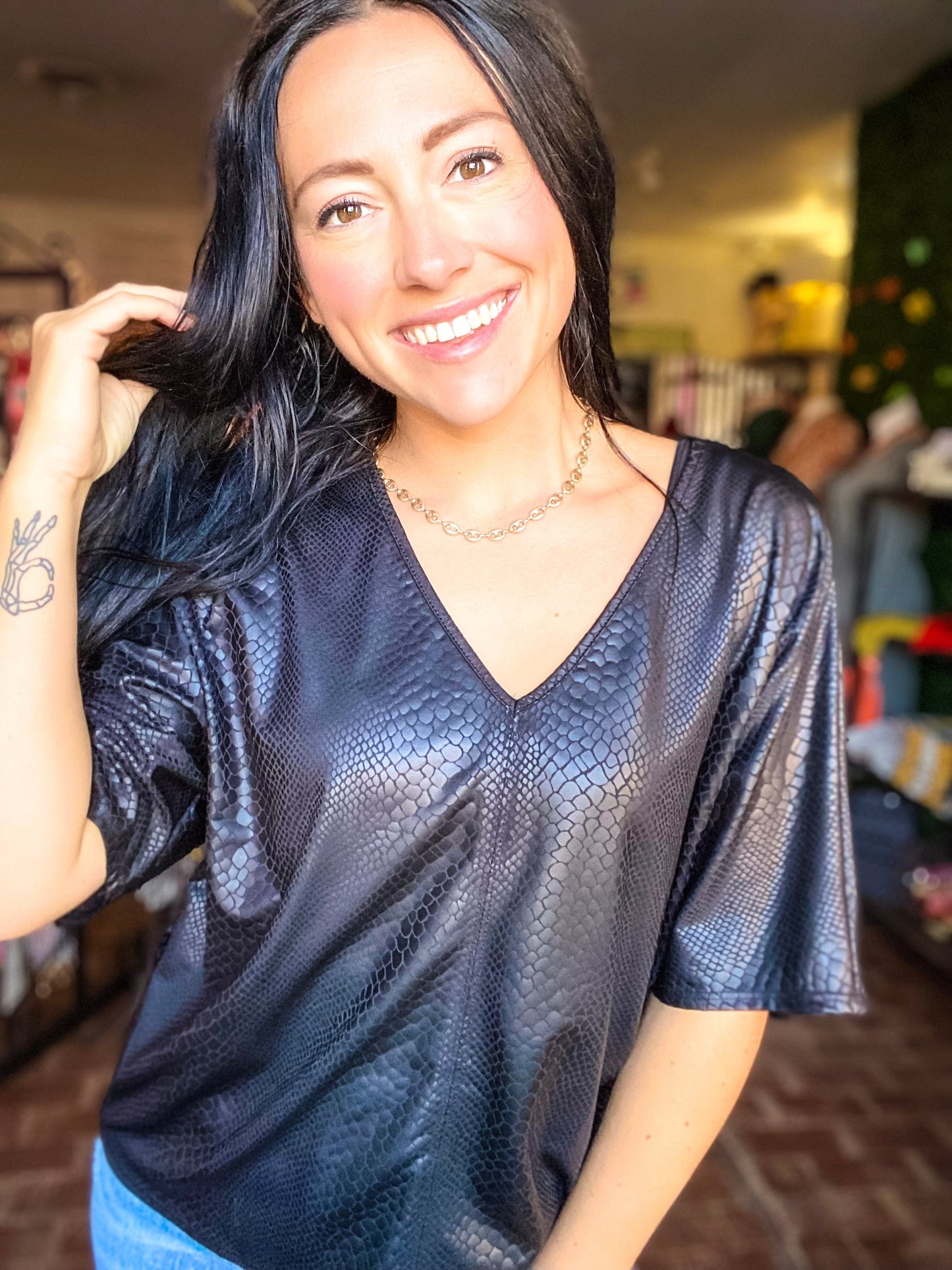 Shirts & Tops Selene Snake Print Vneck Top