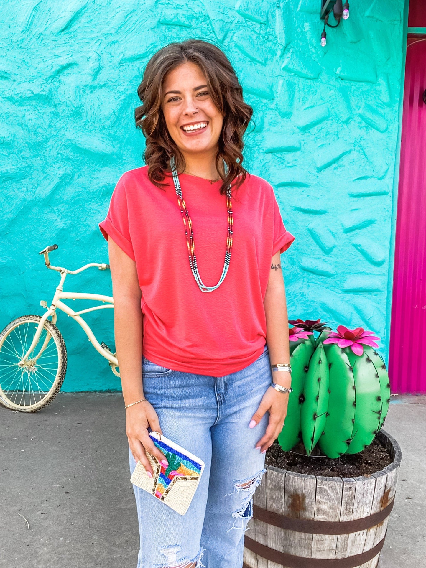 Shirts & Tops Shimmer Top- Melon