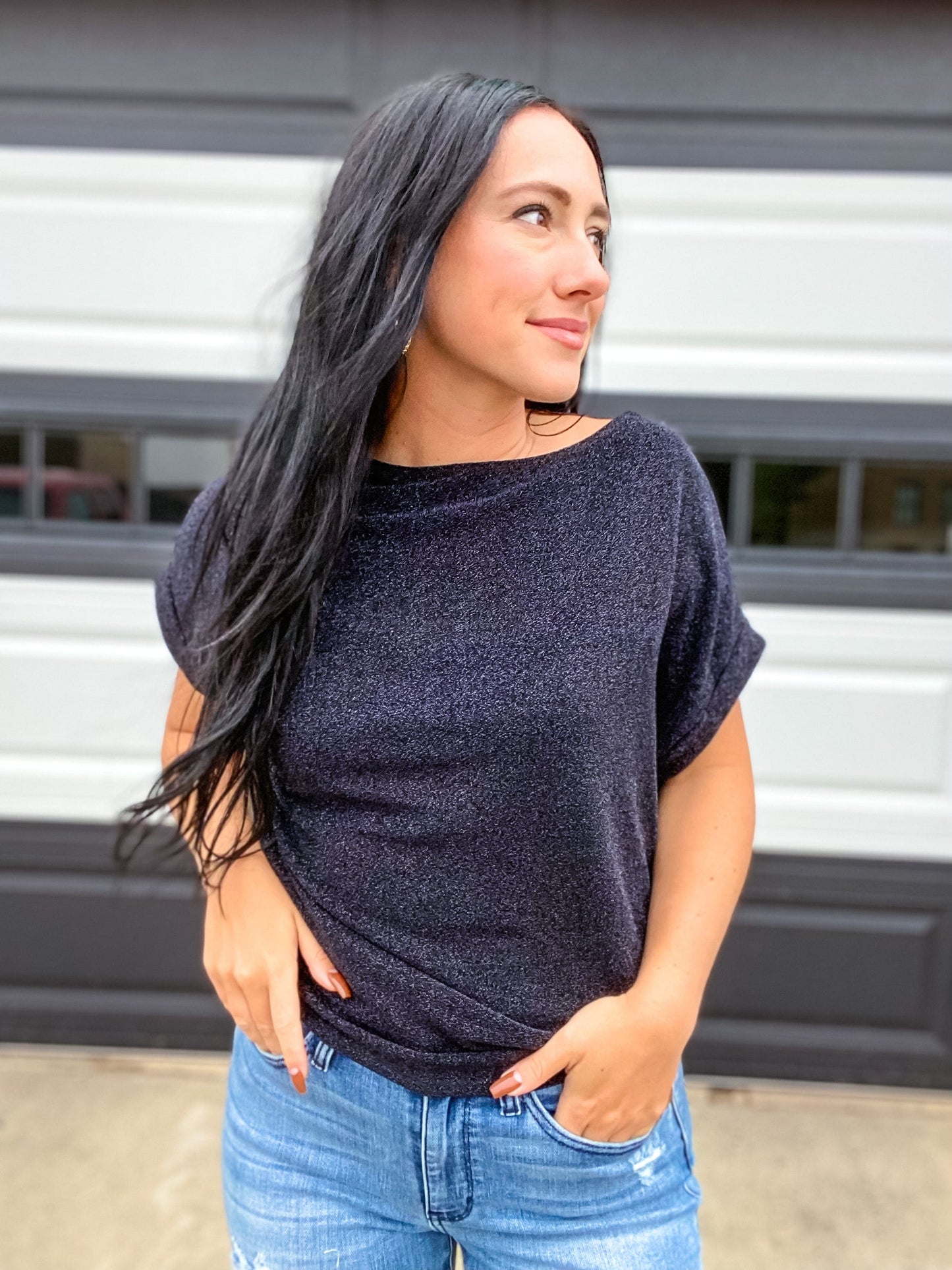 Shirts & Tops Shimmer Top-Midnight Glitter