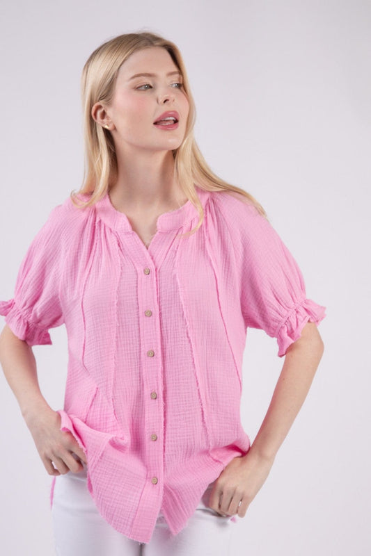 Tops Skye Cotton Gauze Top- Pink