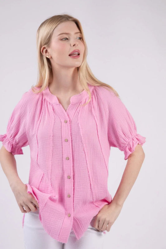 Tops Skye Cotton Gauze Top- Pink