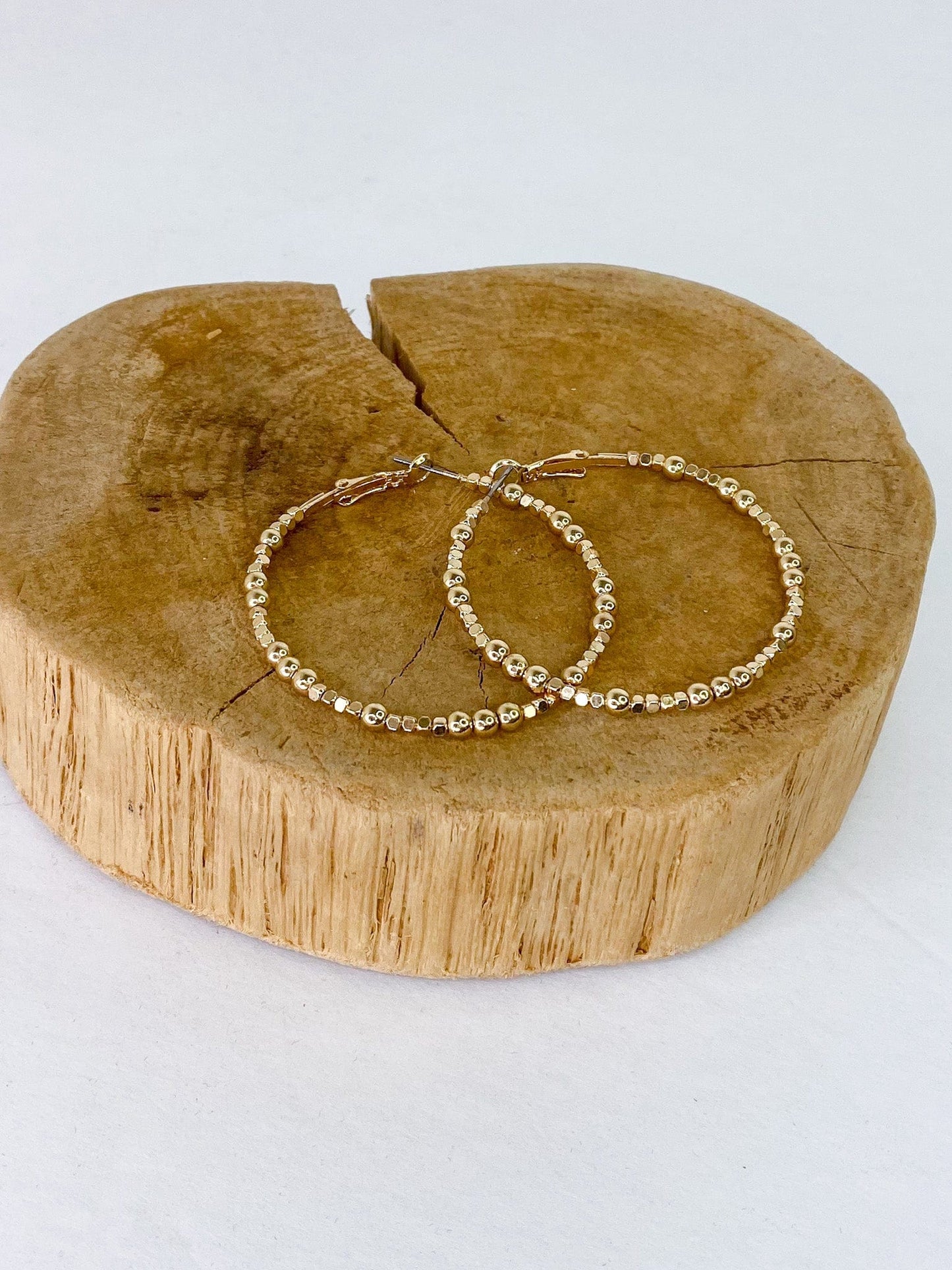 Earrings Tiny Ball Hoop Earring -Gold