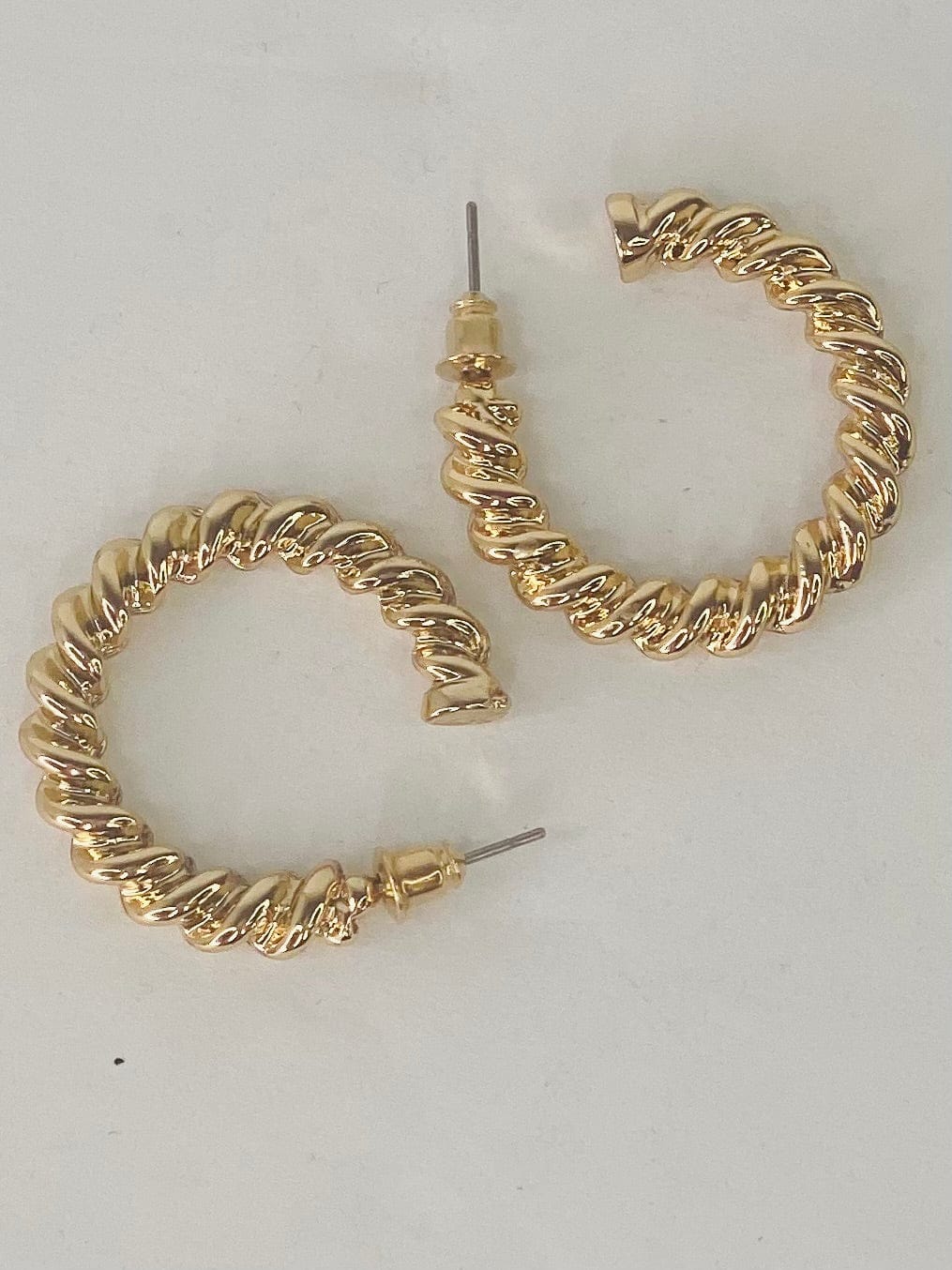 Earrings Twisted Hoop Earrings-Gold