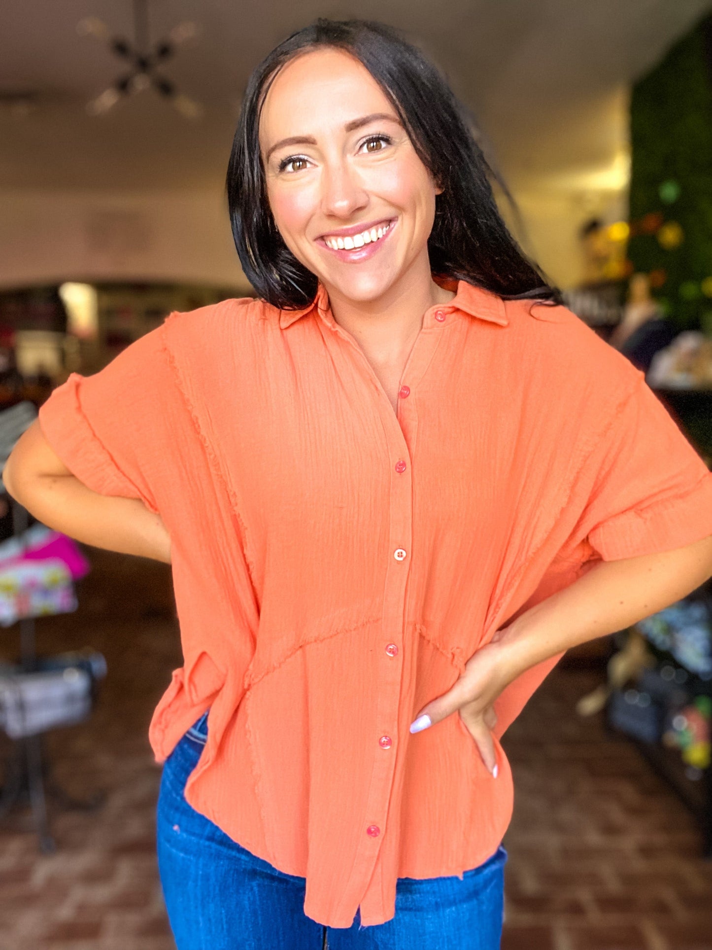 Tops Umgee Frayed Edge Gauze Top