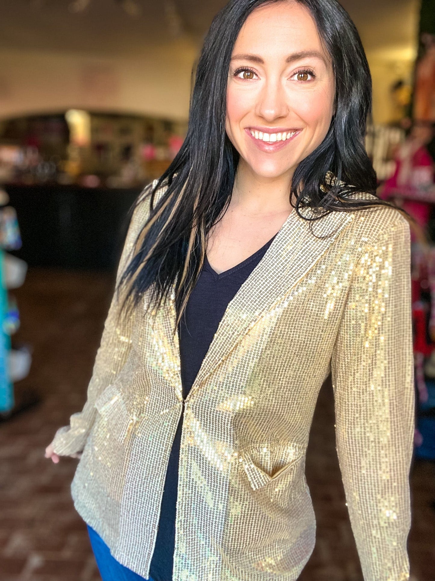 Outerwear Gia Gold Sequin Blazer