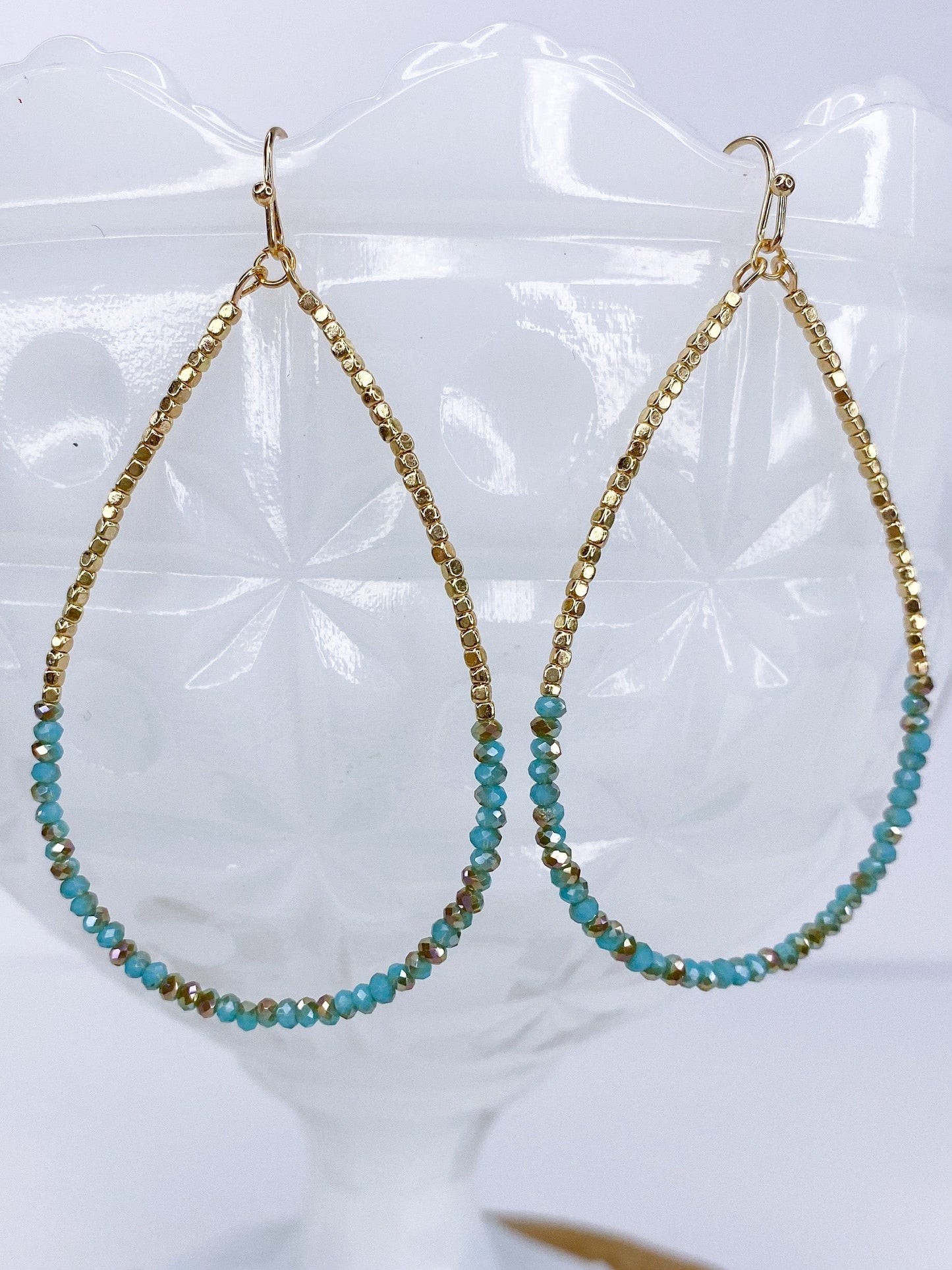 Earrings Golden Turquoise Tear Drop Earrings