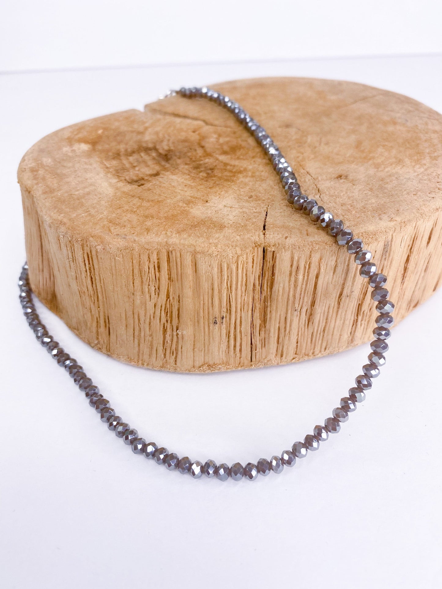 Necklaces Tiny Crystal Necklace Gray