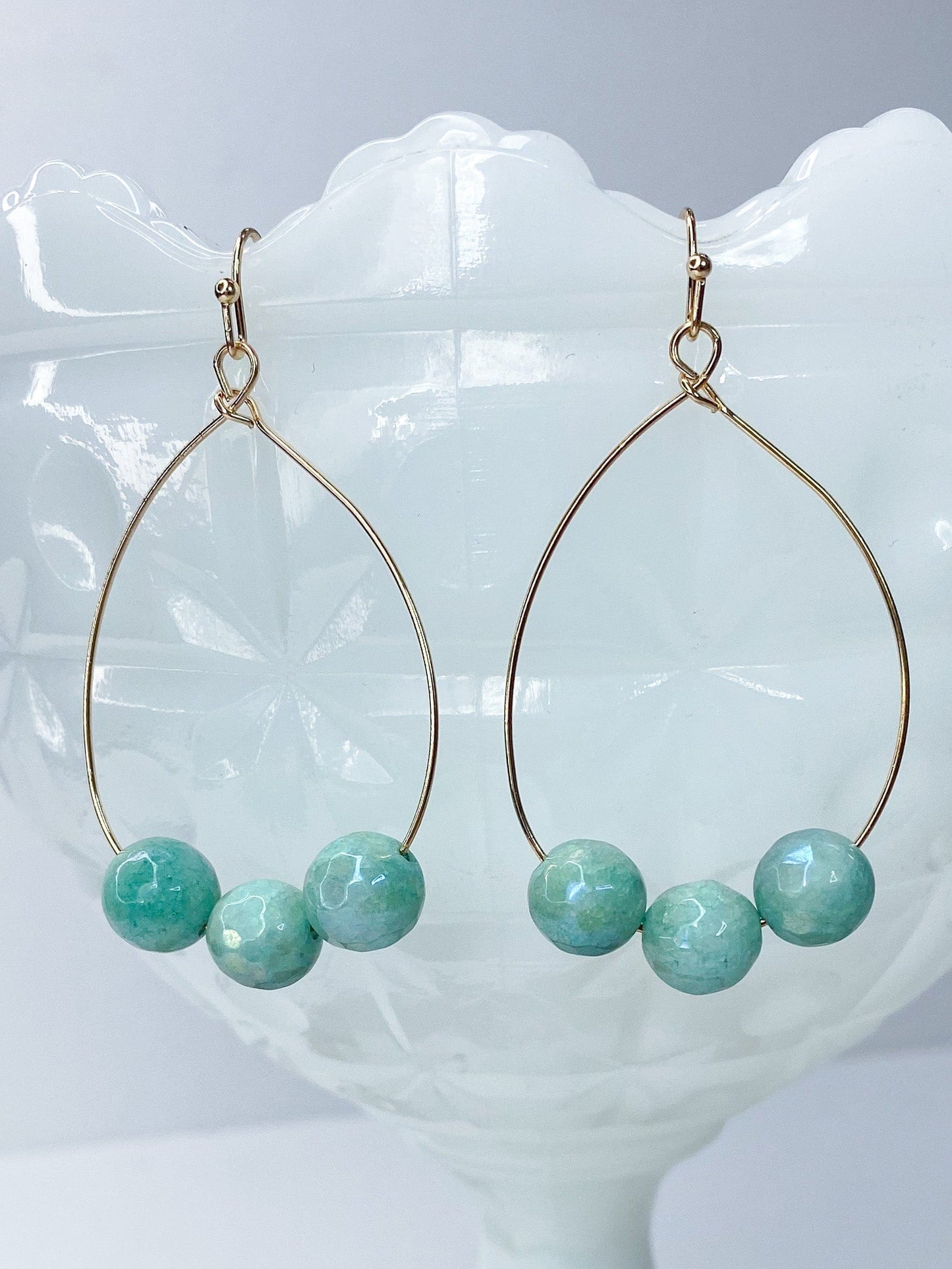 Earrings Jax Triple Stone Earring-Minty