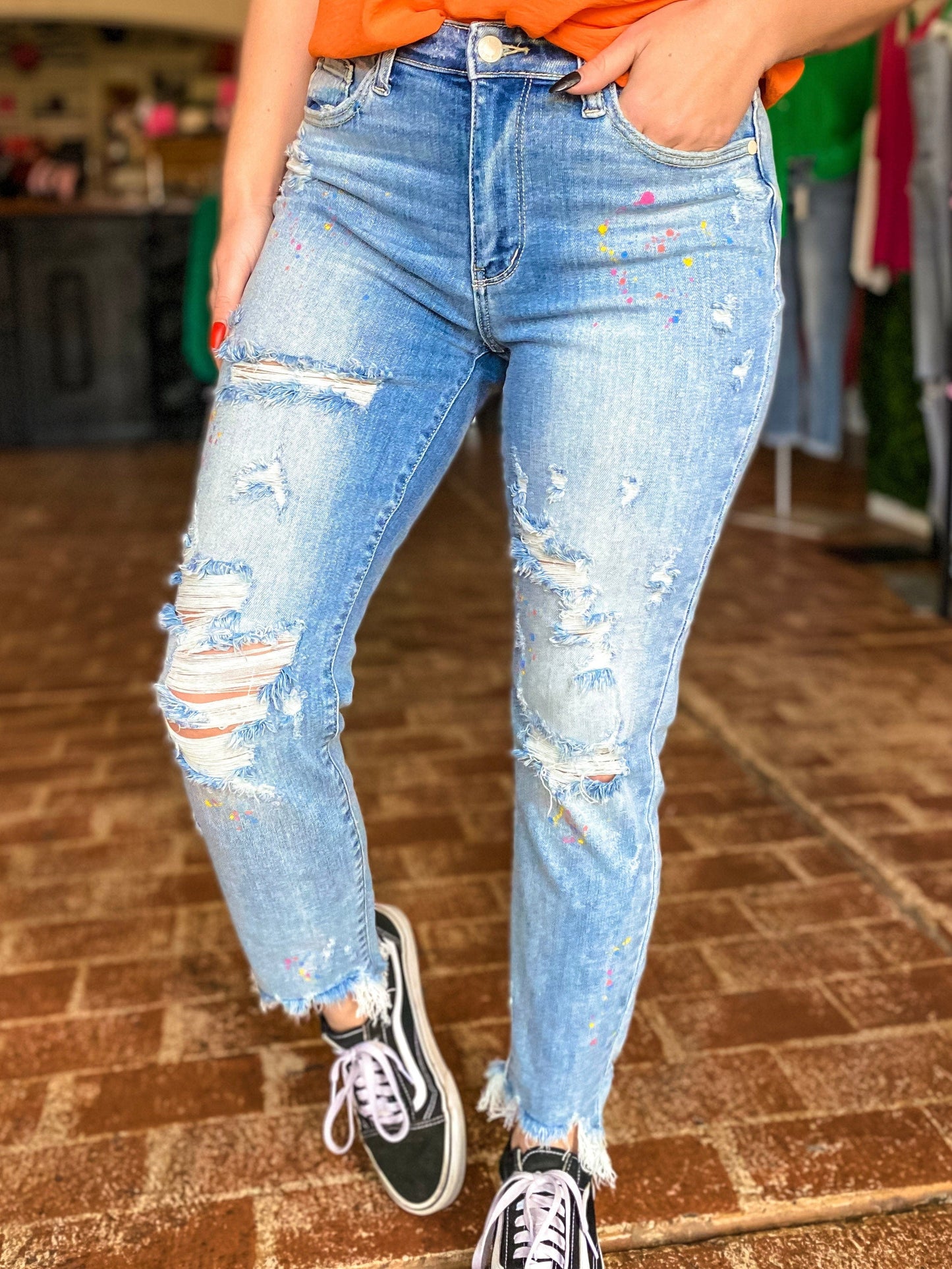Bottoms Judy Blue Splatter Boyfriend