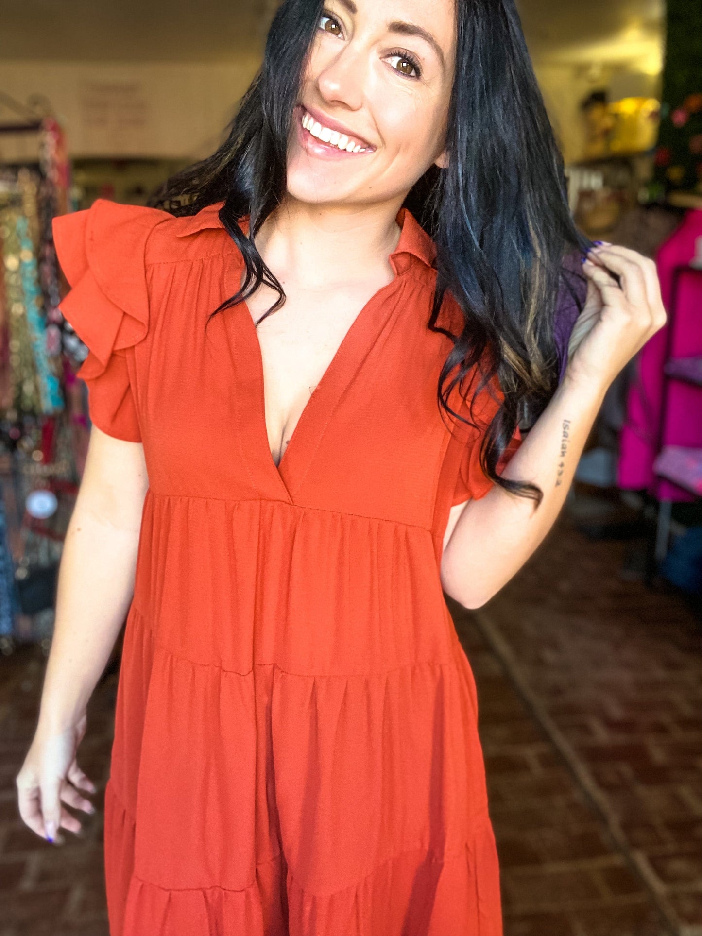 Dresses Molly Flutter Sleeve Dress-Sunset
