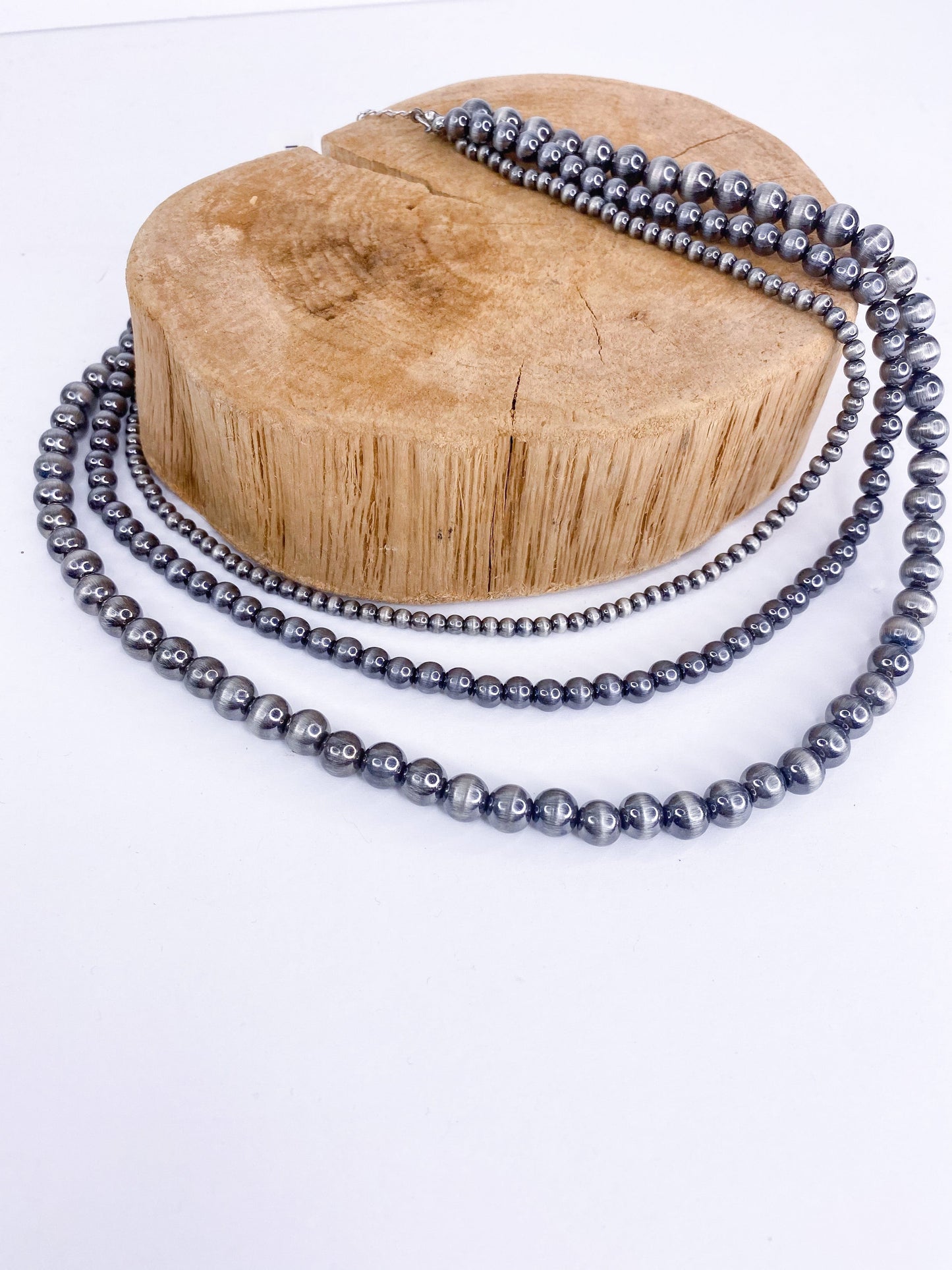 Necklaces Multi Strand Silver Bead Necklace