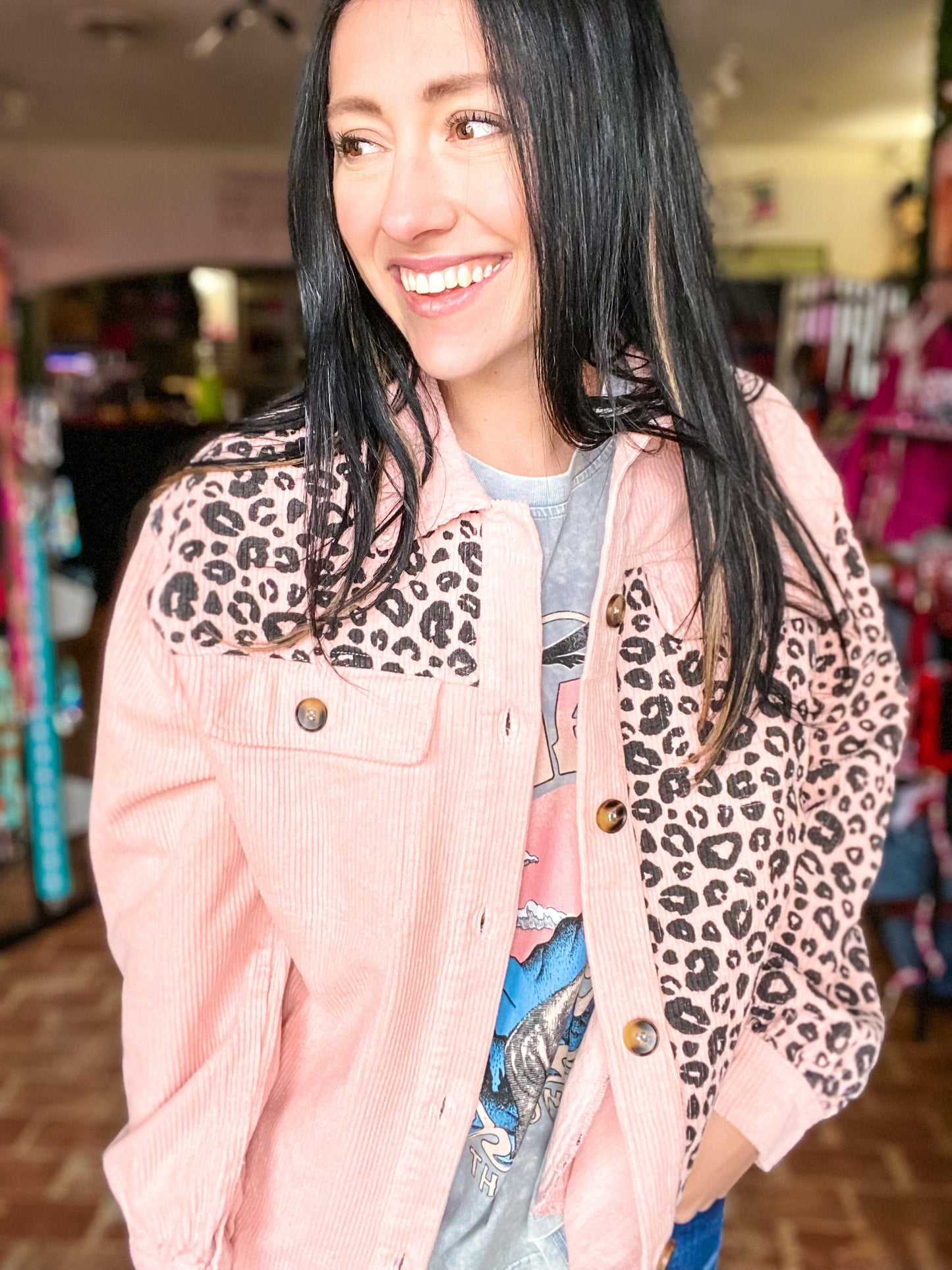 Outerwear Pastel Pink Leopard Shacket