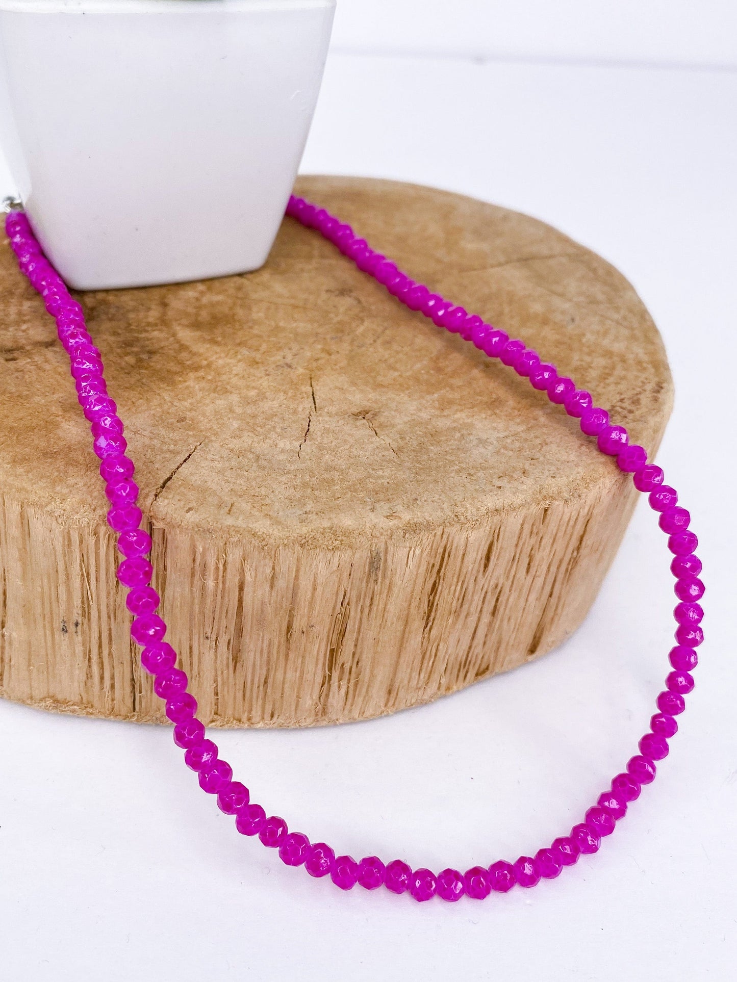Necklaces Tiny Crystal Necklace Pink