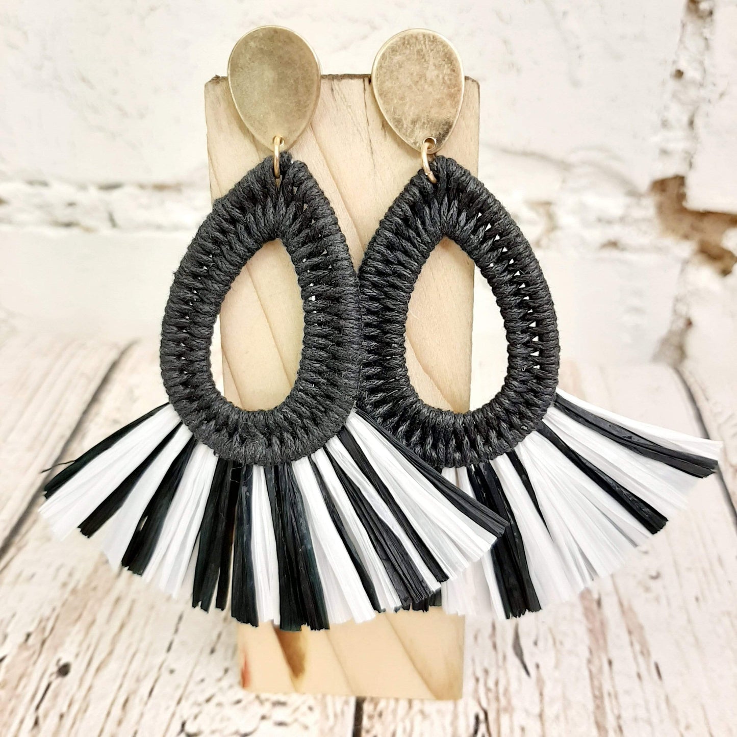 Earrings Raquel Raffia Stripe Earring