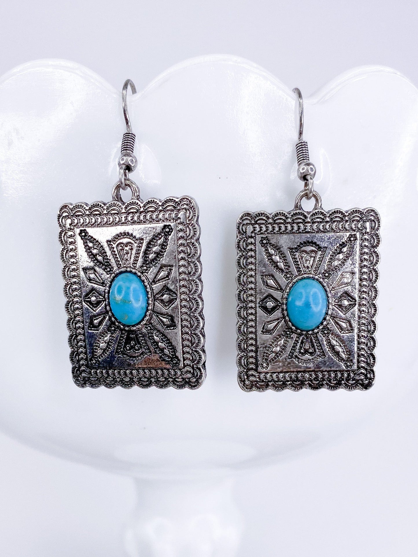 Earrings Rectangle Concho Earring